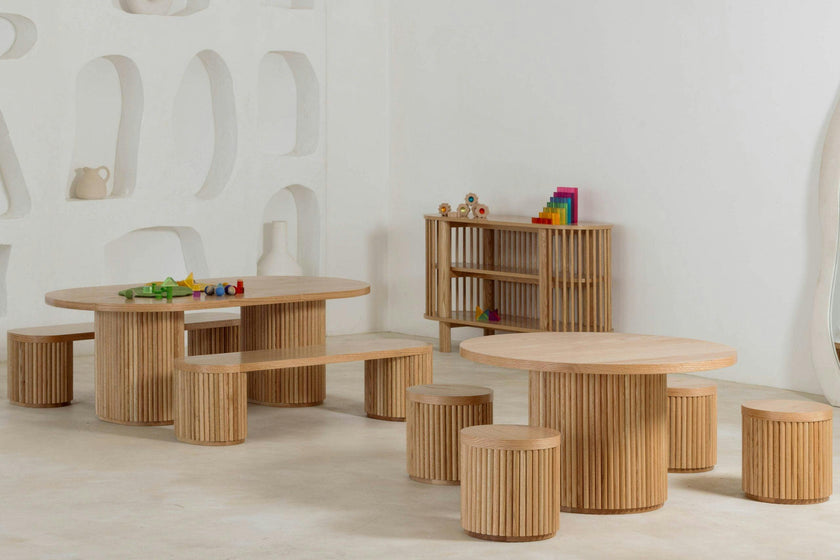 Fluted Oval Kids Table – Solid European Oak Activity Table