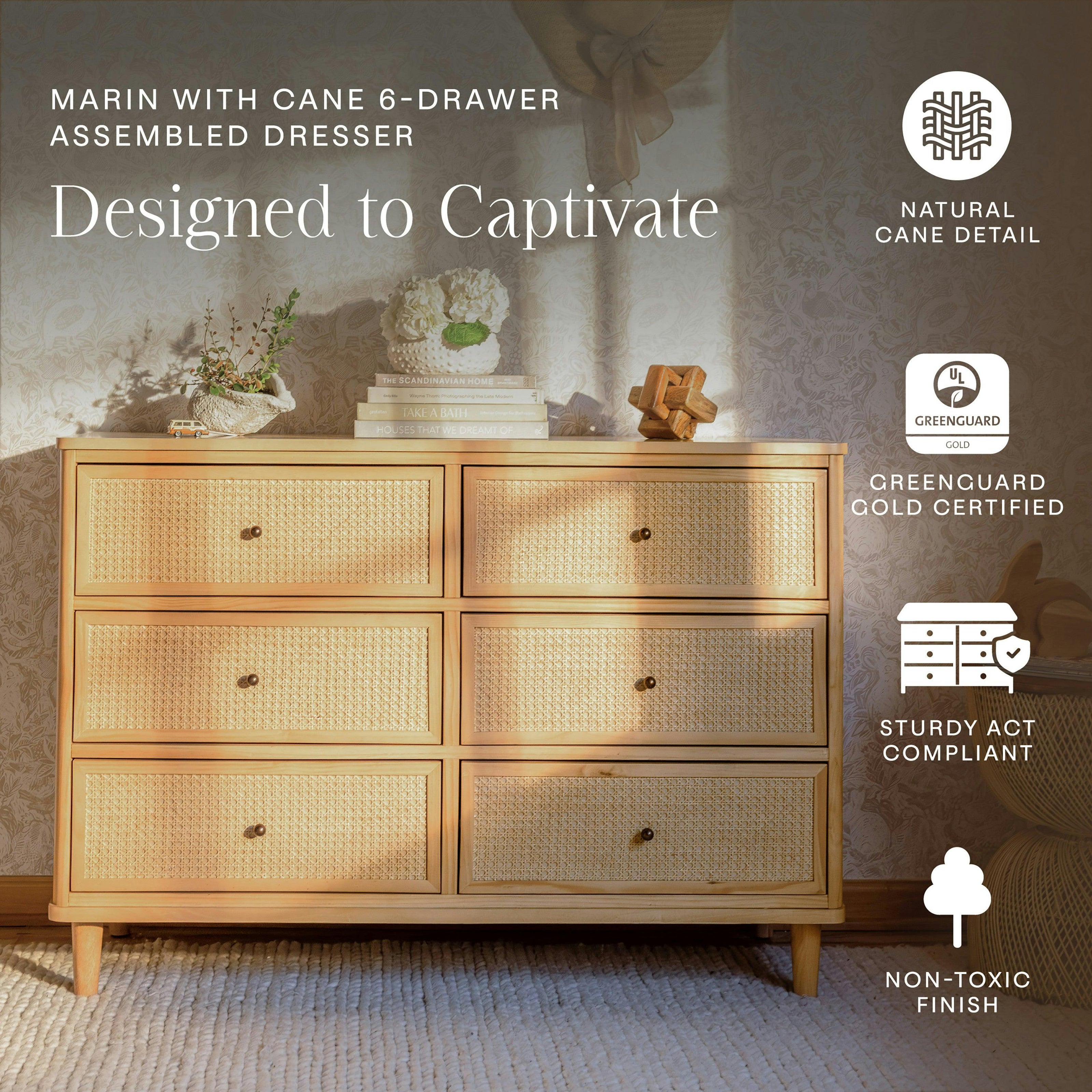 Namesake Marin with Cane 6 Drawer Assembled Dresser (49
