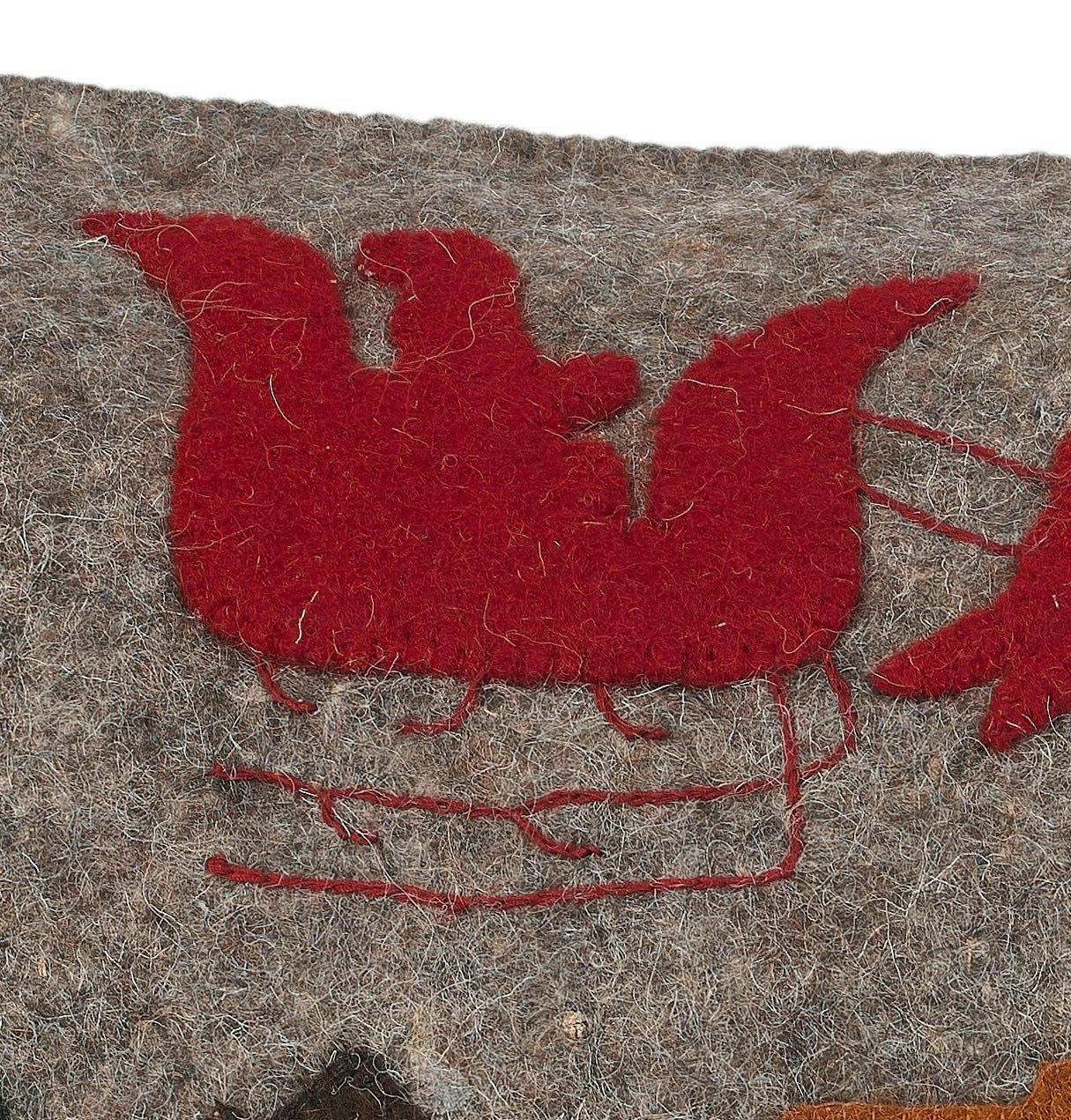 Hand Felted Wool Christmas Pillow Cover, Sleigh Village‚ 12