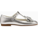 Nicky Hilton x La Coqueta Silver Tessa Leather Girl T-Bar Shoes