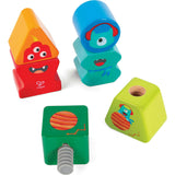 Building Block Monster Buddies - 3 Colorful Wooden Block Monster Characters