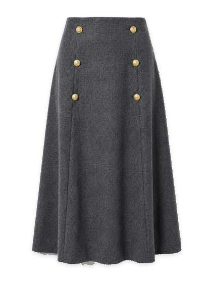 Cool Wool Double Breasted Long Skirt