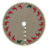 Hand Felted Wool Reindeer and Sleigh Christmas Tree Skirt