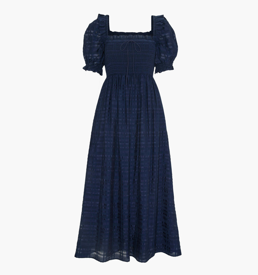 The Scarlett Nap Dress - Navy Sheer Plaid