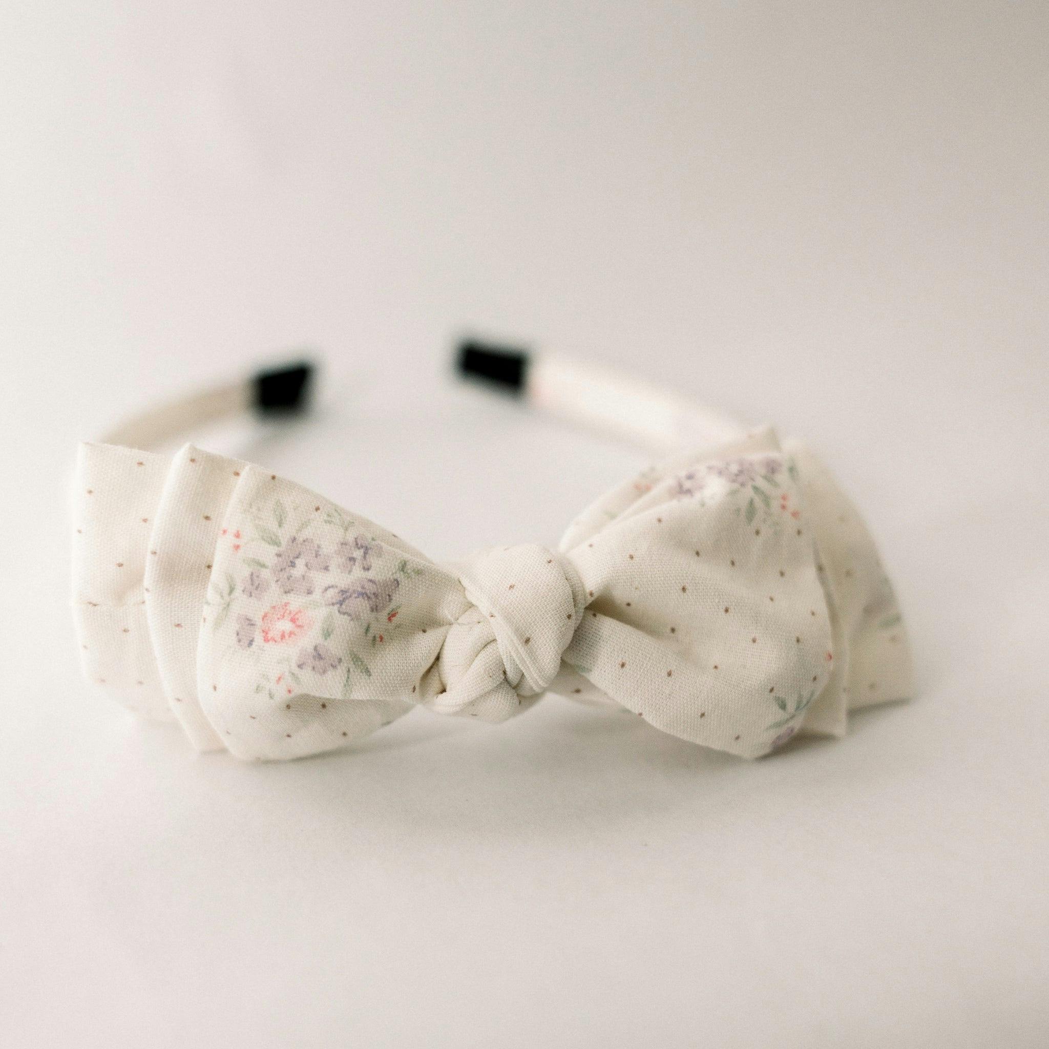 Three Little Bows Headband | Petite Meadow Dots