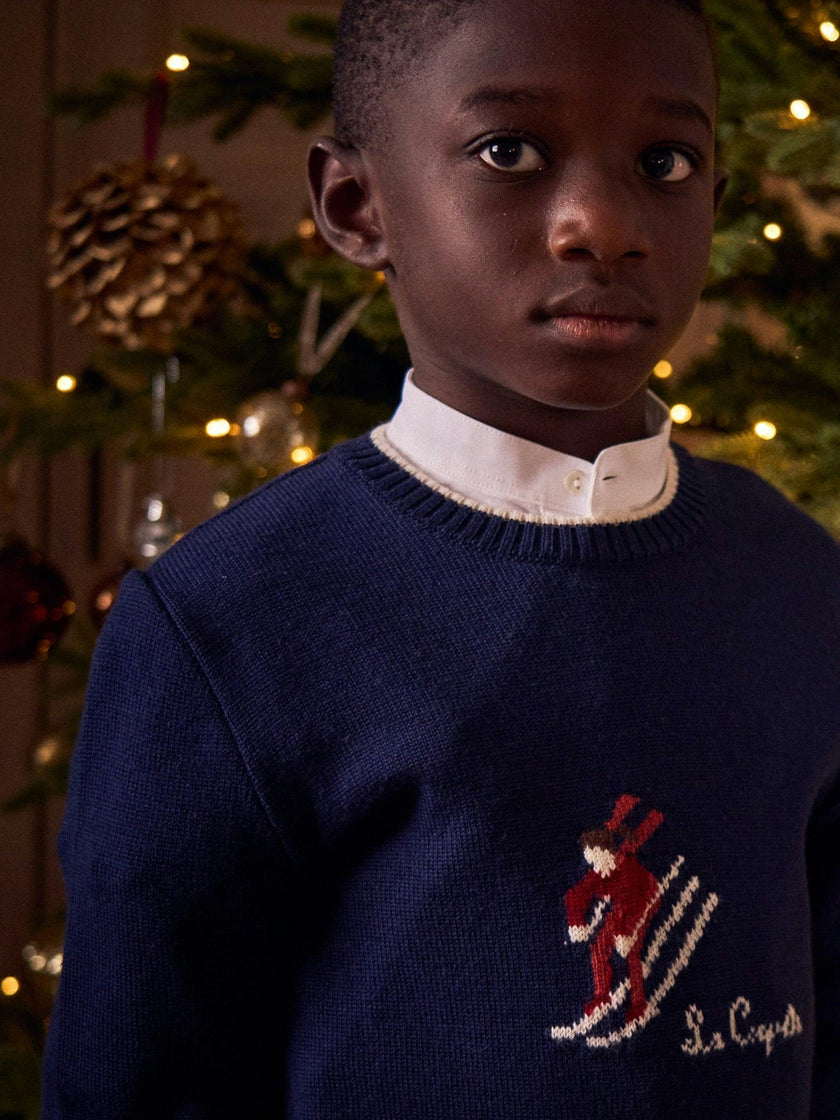 Navy Ski Merino Kids Jumper
