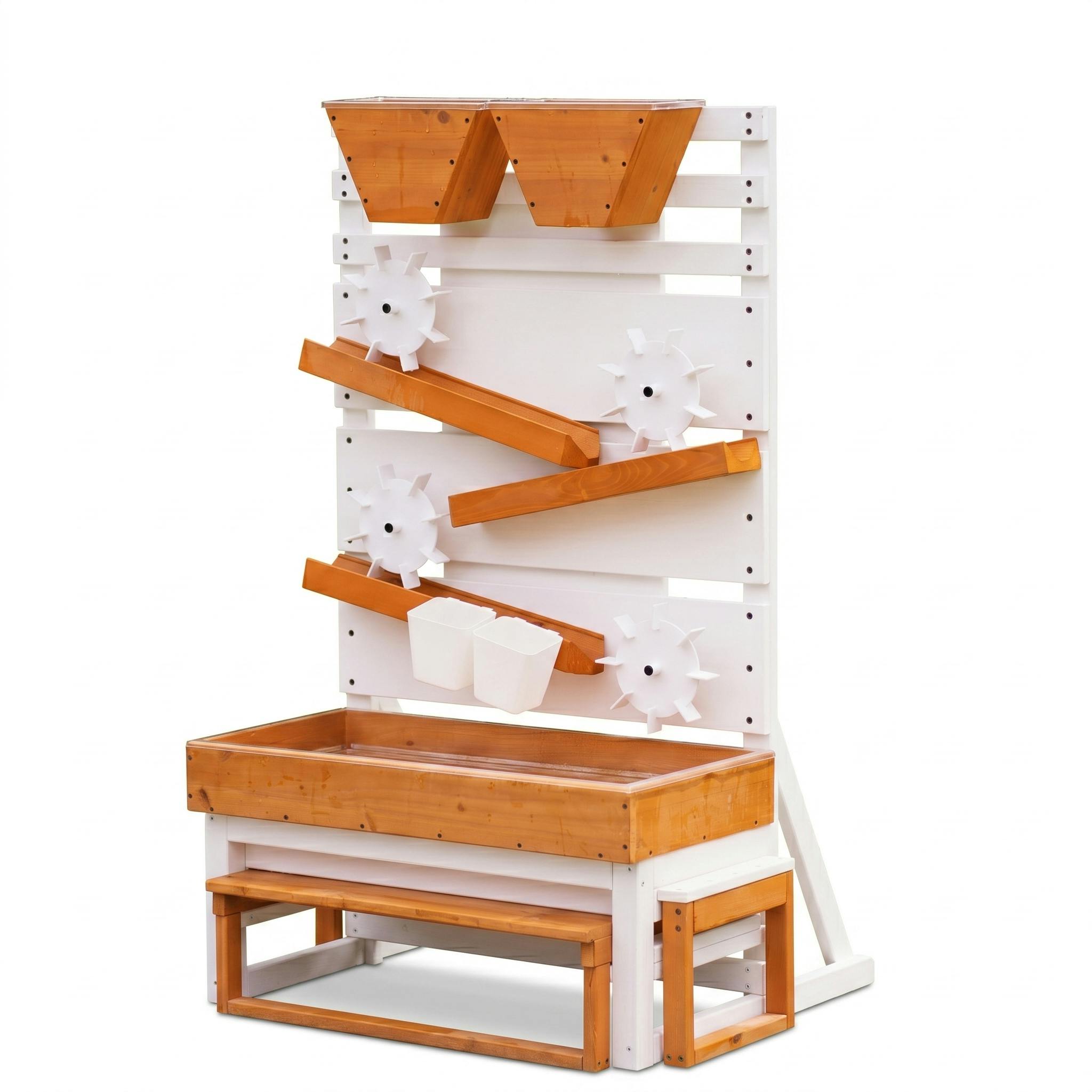 Large Wooden Water Table for Kids | Multi-Level Water Play Table with Benches