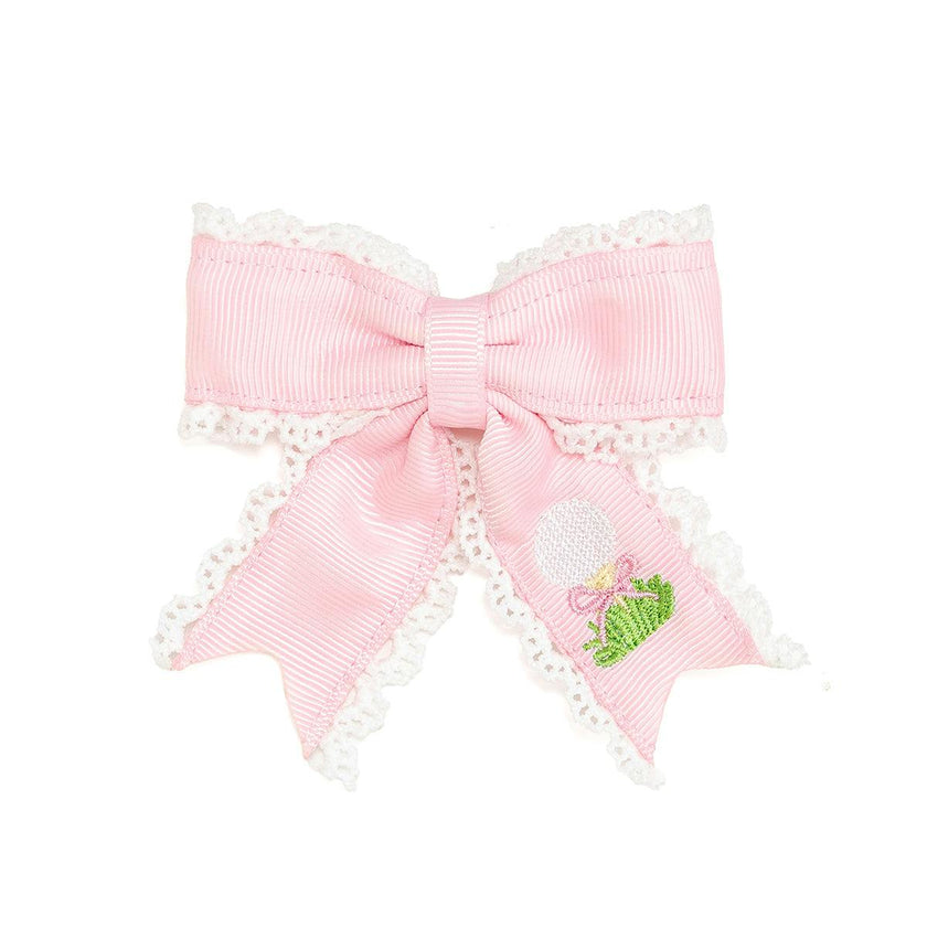 Golf Tee Embroidered Lace Bow Clip