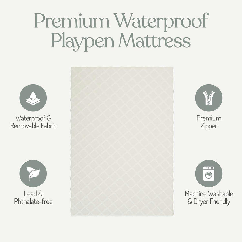 Sleepah Pack and Play Mattress Foam Pad 38 x 26 x 1.5 for Playpen, Portable Playyard Mattress waterproof Washable & Removable Cover Breathable Mattress Topper