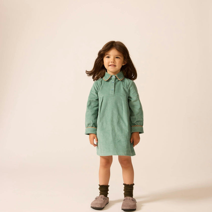 Shirtdress in Teal Tambourine Corduroy