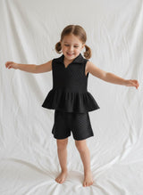 Florence Shorts and Top Set Black — Cotton Girls Co-Ord | Infant to Tween 0-13 Years