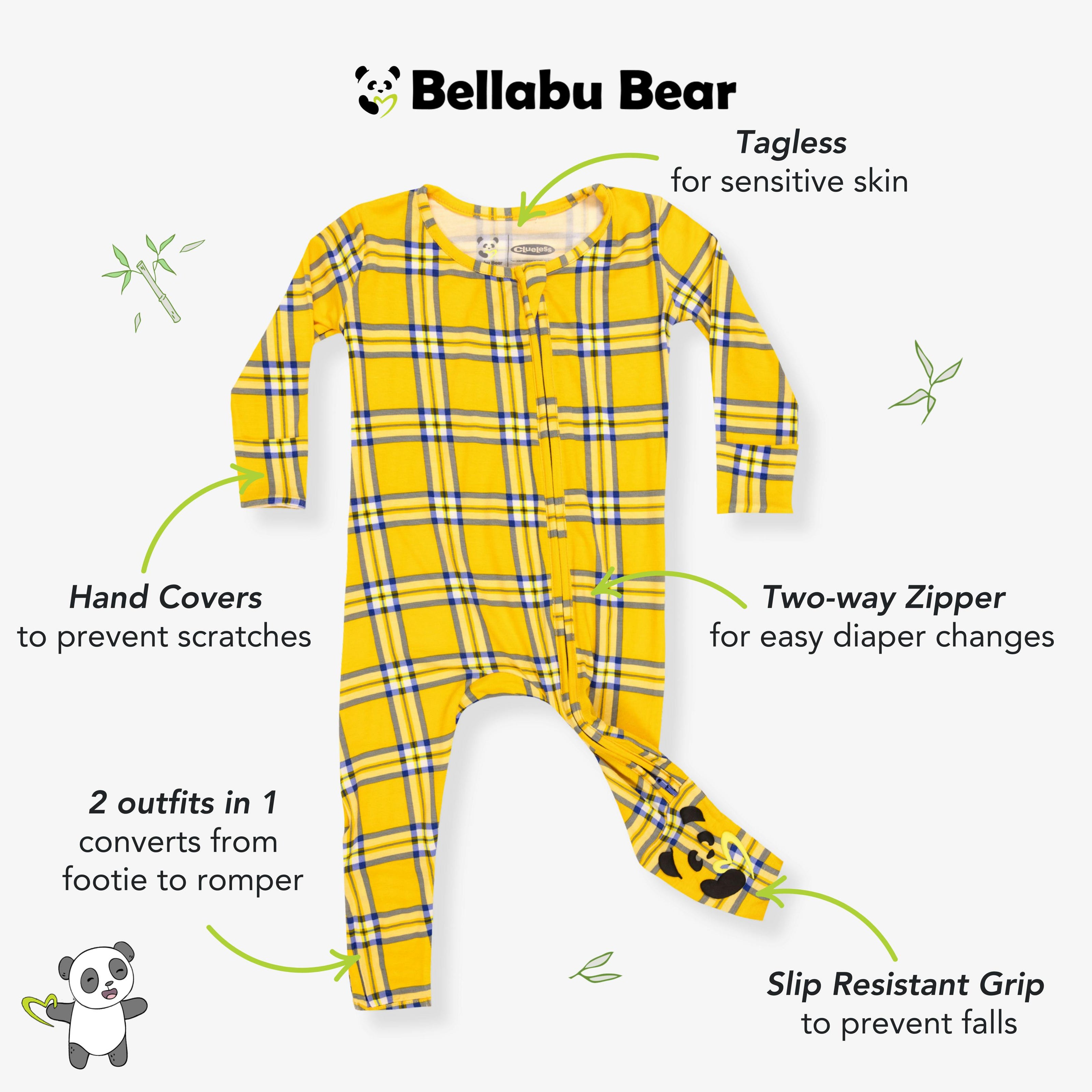 Clueless Total Betty Plaid Bamboo Convertible Footie