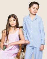Kid's Twill Pajama Set in French Blue Heritage Stripe