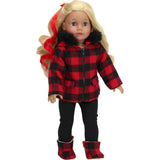 18" Doll Buffalo Check Fur Trimmed Coat