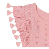 Sophie Girls Tassel Dress Blush Pink Eyelet, Pink