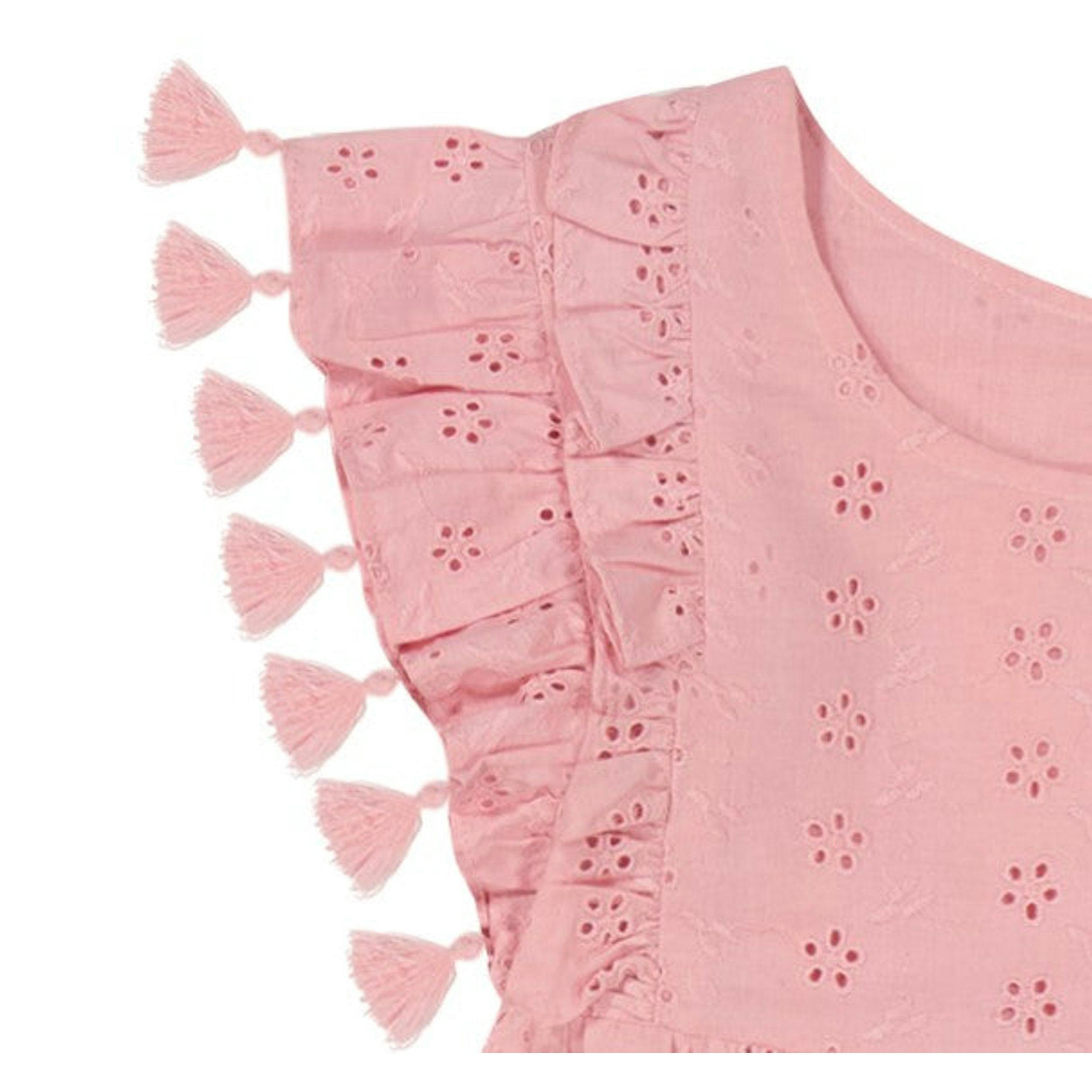 Sophie Girls Tassel Dress Blush Pink Eyelet, Pink