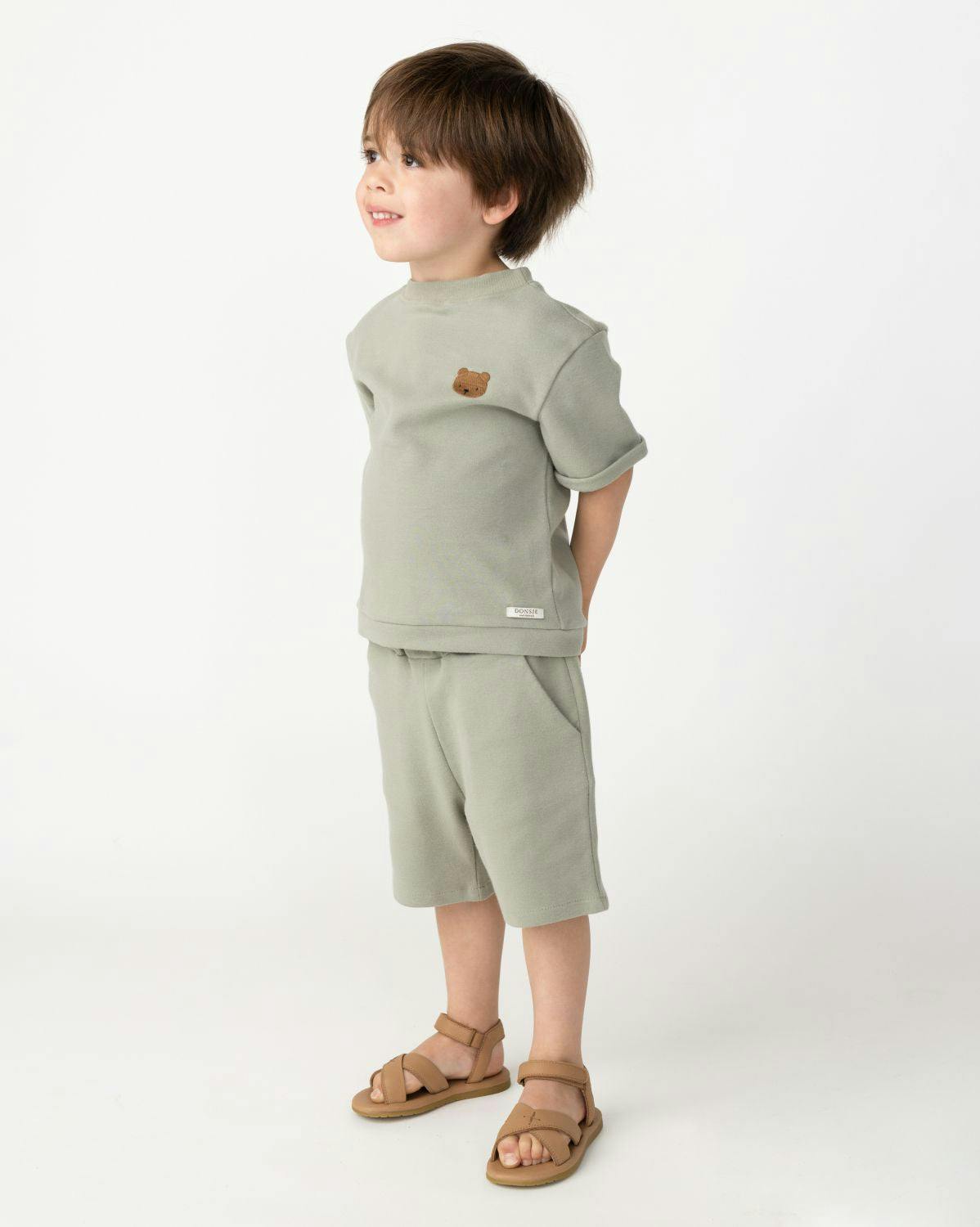 Jarne T-shirt | Bear | Dusty Green