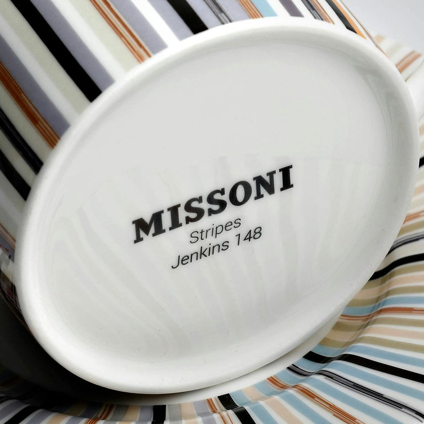 Coffee Cup & Saucer STRIPES Set of 2 in Luxury Box Jenkins 148 diam. 2.3", H 2.5", Cap. 4 oz, Saucer diam. 4.75"