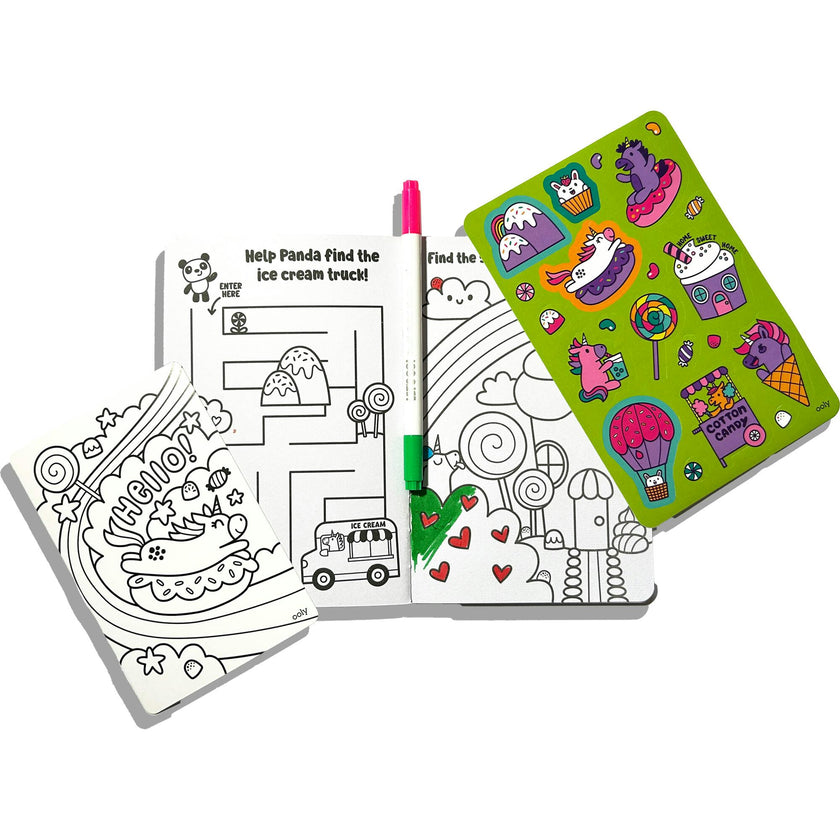 Let's Go! Activity & Coloring Kit - Unicorn Candy Town