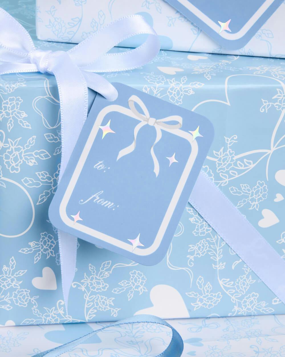 Something Blue Wrapping Paper Set - 12 sheets + 16 tags