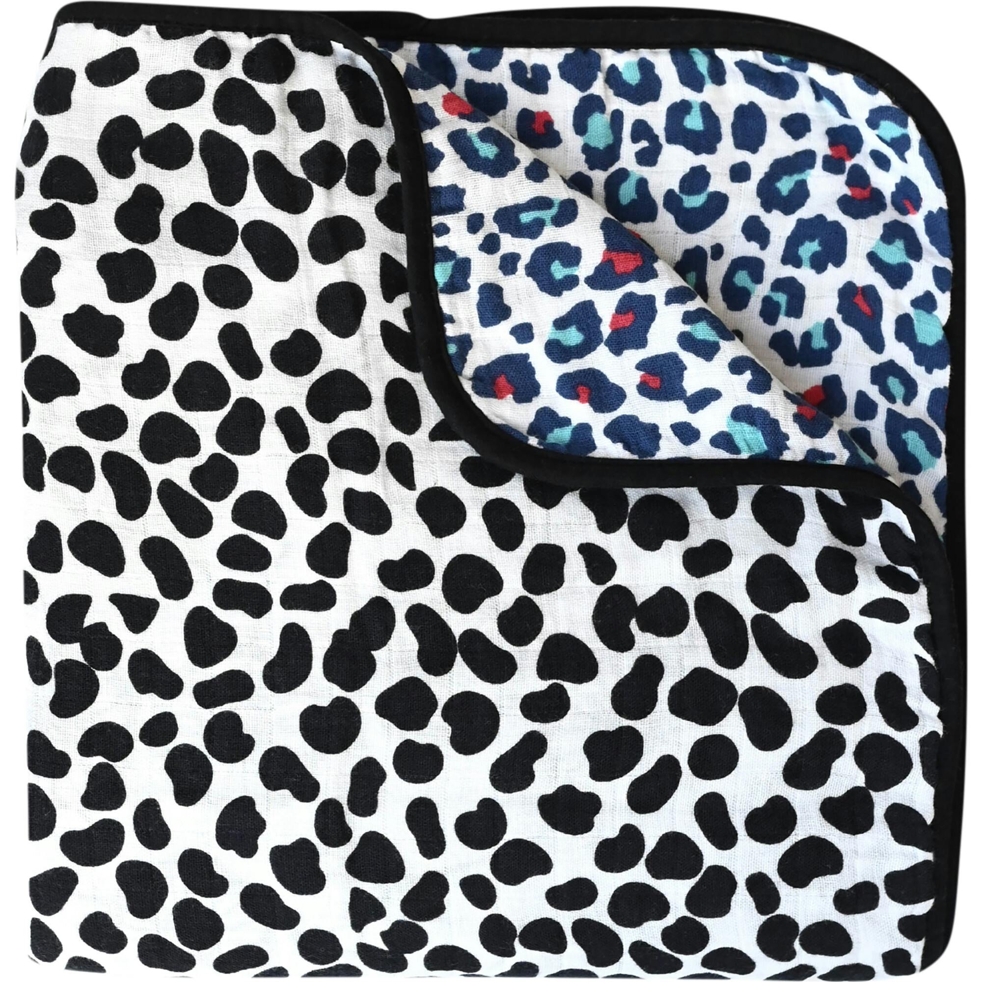 ANIMAL PRINT MUSLIN BLANKET - reversible newborn to 4 months / 5+ months