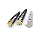 Stars Moon Fabric Leather Snap Clips -HAL
