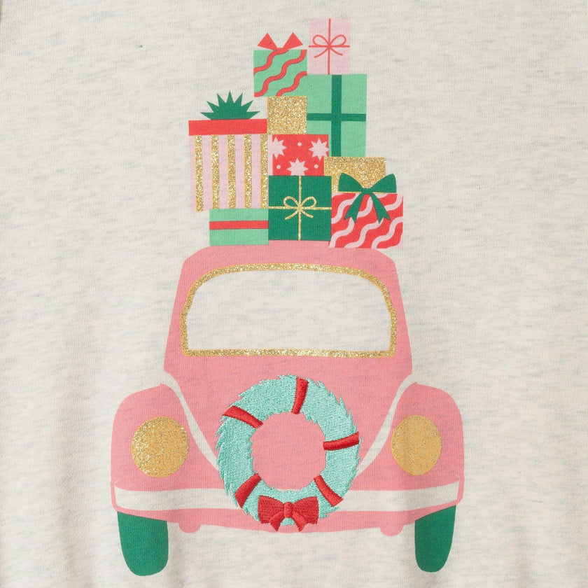 Graphic Sweatshirt | Pink Holiday Car