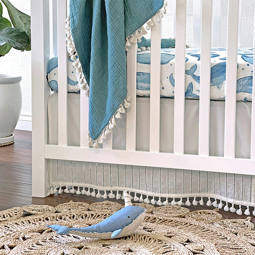 Caspian Whale Cotton Fitted Crib Sheet