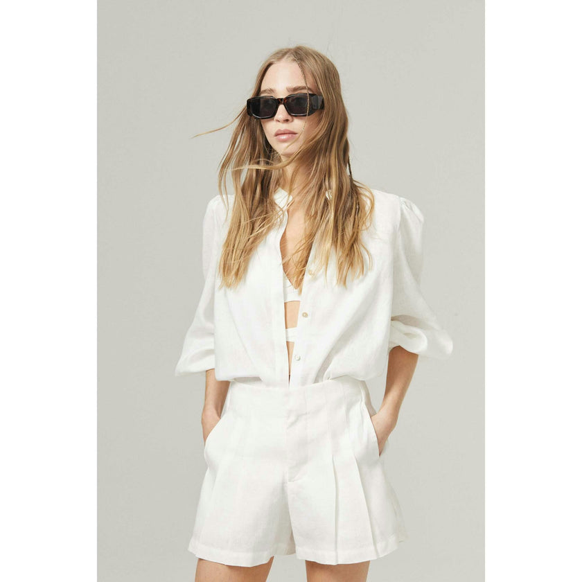 Frida Linen Shorts - White