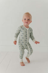 Baby Boy Long Sleeve Zip Romper in Construction