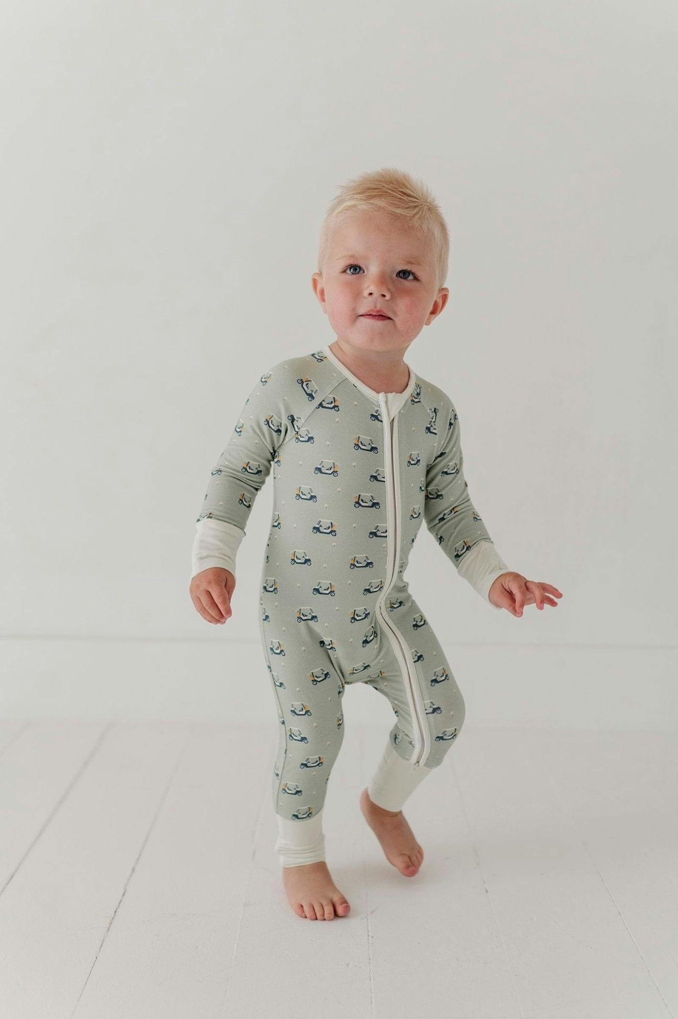 Baby Boy Long Sleeve Zip Romper in Construction