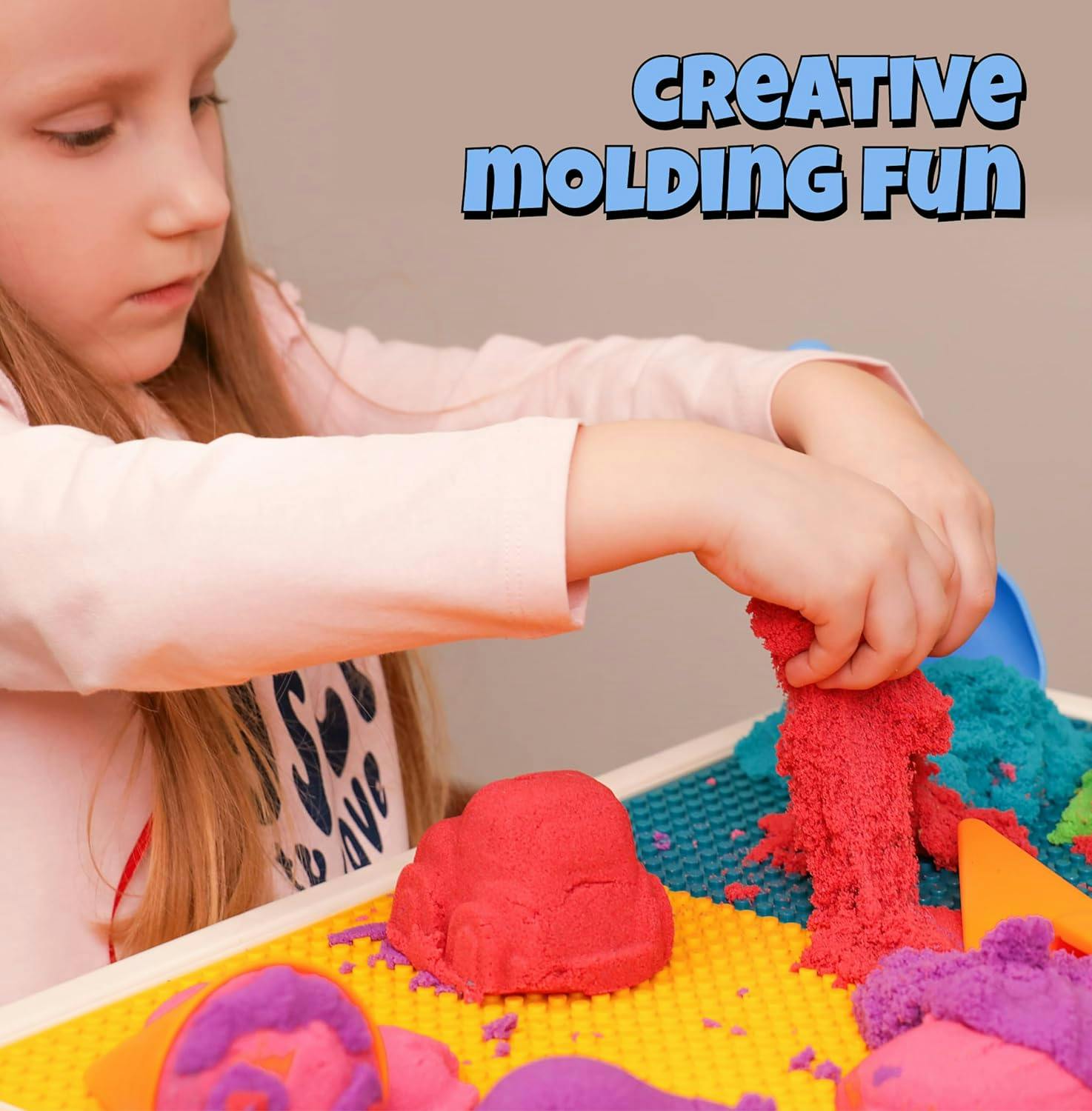 Sleepah Play Sand Sensory Sand Set for Boys & Girls Age 3-8 No Mess Never Dries Out Toy Perfect for Shaping Squeezing Scooping Rolling Molding  36p Set 5 Colors
