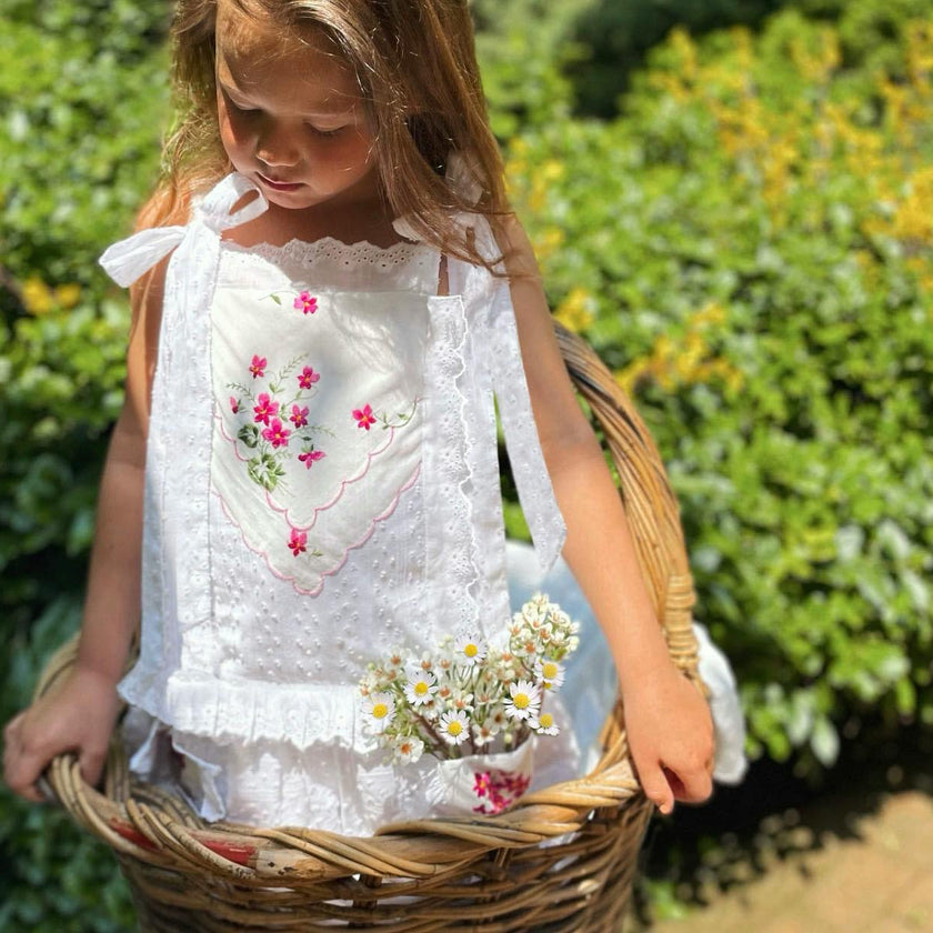 4T Drop-Waist Handkerchief Dress - Pink Daisies