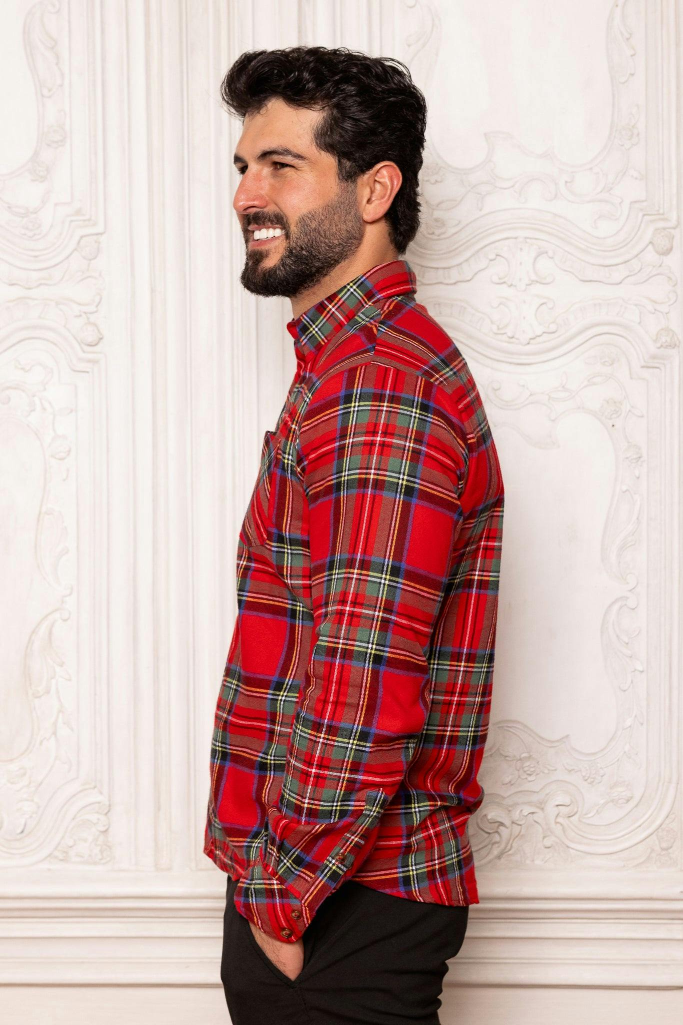 Mens John Shirt in Holiday Plaid