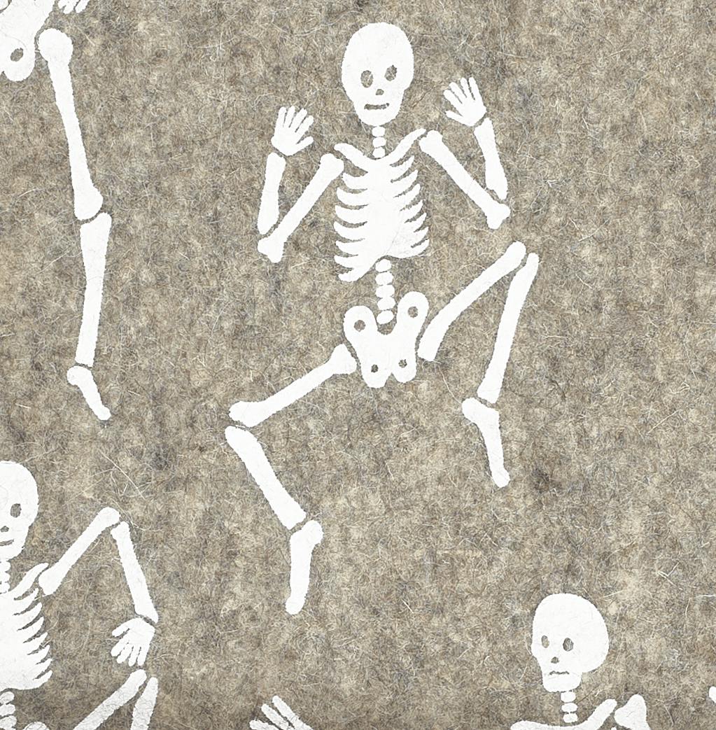 Hand Felted Wool Halloween Skeleton Table Runner - 16