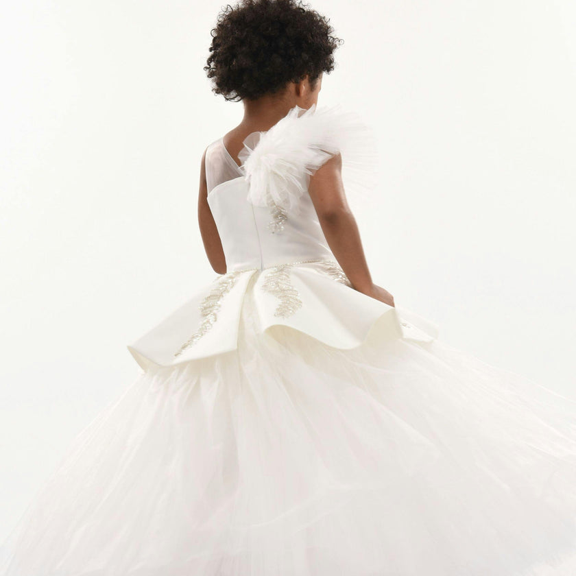 White Villanova Embroidered Tiered Dress