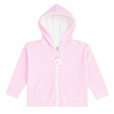 Stripe Terry Hoodie with Flower