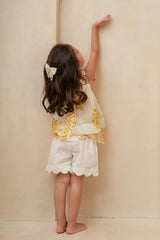 Halter Top and Scallop Stitch Shorts Set Off-White — Cotton Girls Co-Ord | 0-13 Years
