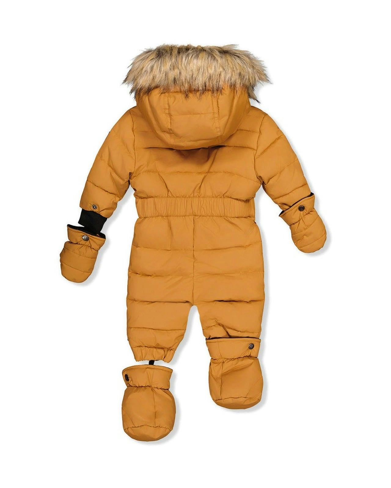 Baby Original One Piece Puffy Snowsuit With Removable Mittens And Boots Brown Sugar