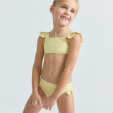 girls buttercream stripe ruffle tie back bikini