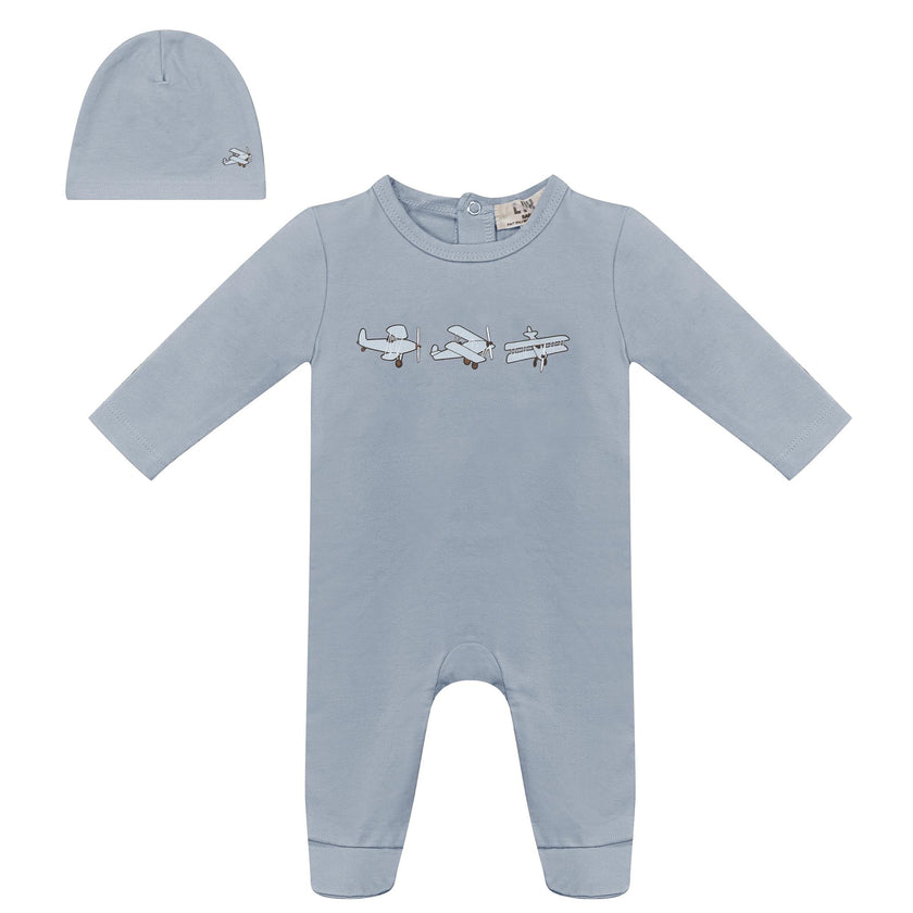 Balerina Plane Print Onesie with Hat