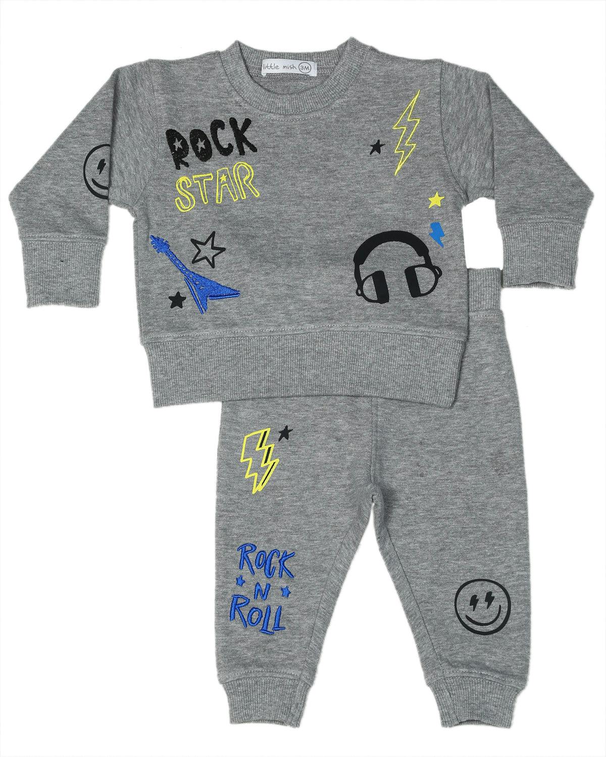 Toddler Sweat Set - Heather Rock Doodles