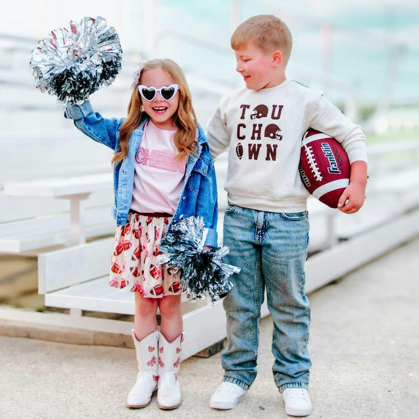 Game Day Football Sequin Patch Denim Jacket