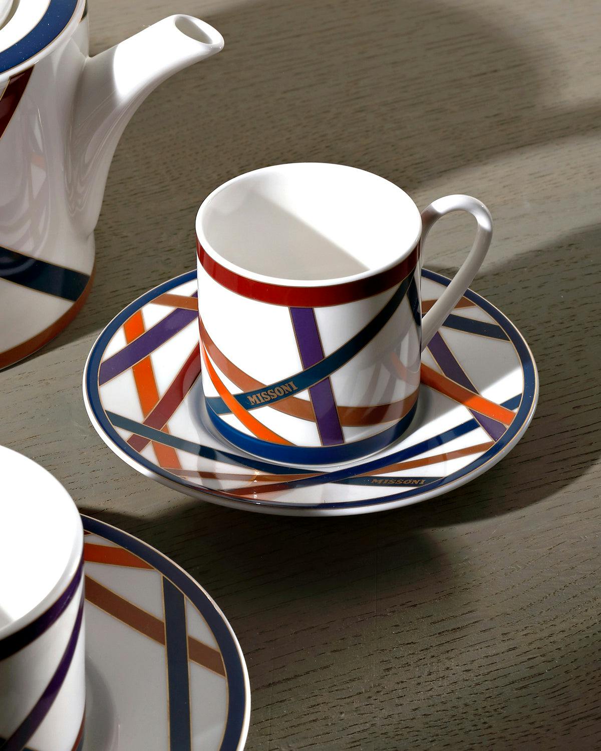 Coffee Cup & Saucer NASTRI Set of 2 in Luxury Box Multicolor diam. 2.3