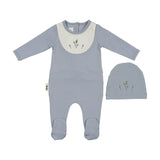 Embroidered Bib Footie Blue