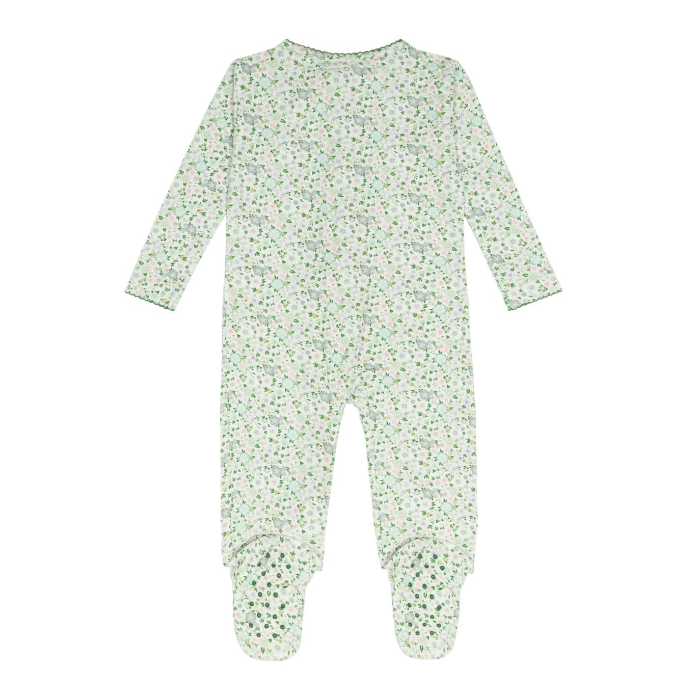 baby sea marsh floral pima footie