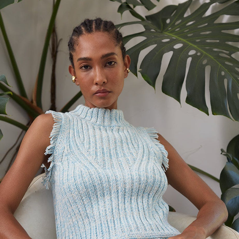 BRIA TANK | IVORY/ROBIN EGG BLUE TWEED | LAST ONE!
