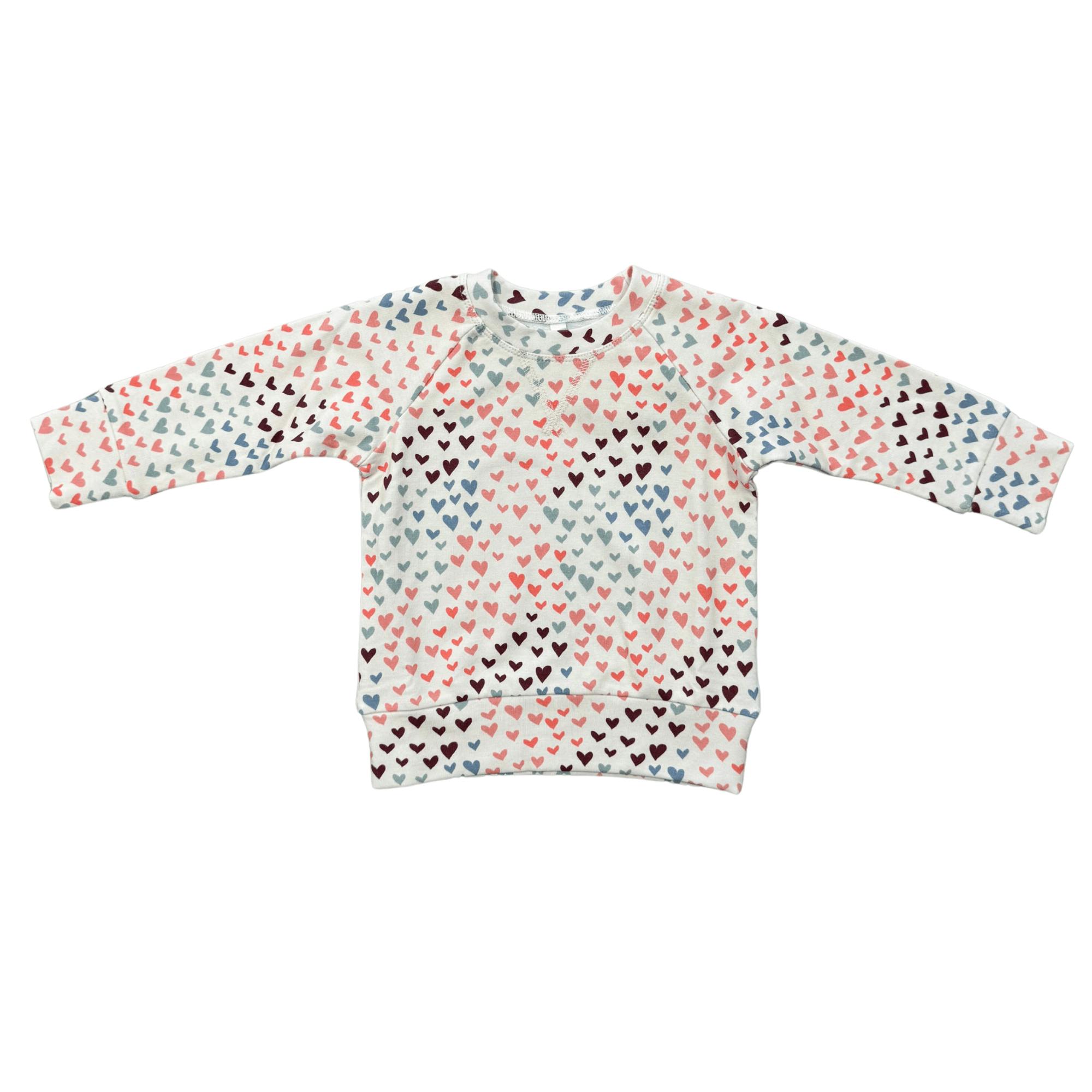 Girls Raglan Sweatshirt in Rainbow Hearts