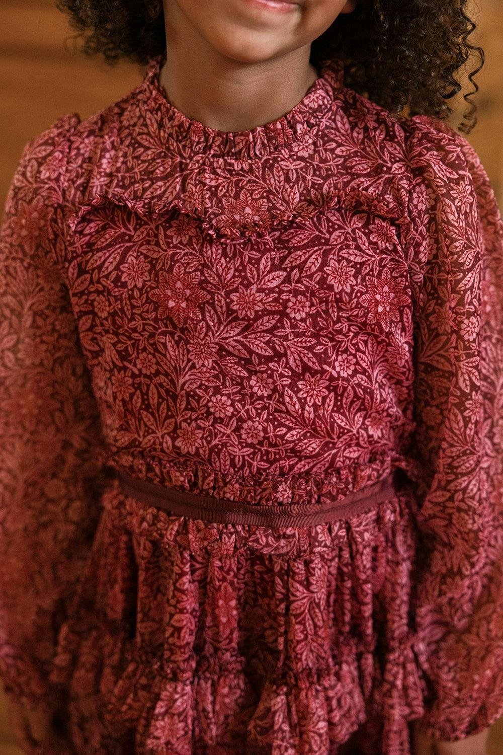 Mini Samantha Dress in Garnet Merry Ditsy