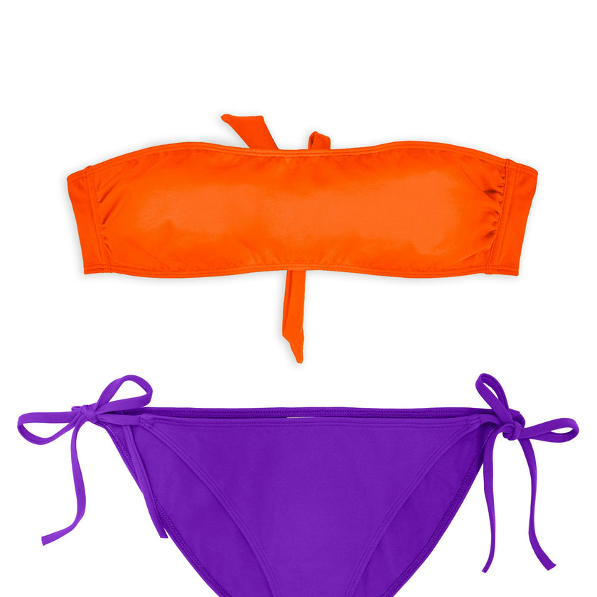 Maillot de bain deux pièces Ado,Tube top Tiger Orange & Bikini Electric Purple